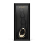 Lelo Soraya Beads zwarte verpakking met zichtbare kralenmassager en goudkleurig ringdetail