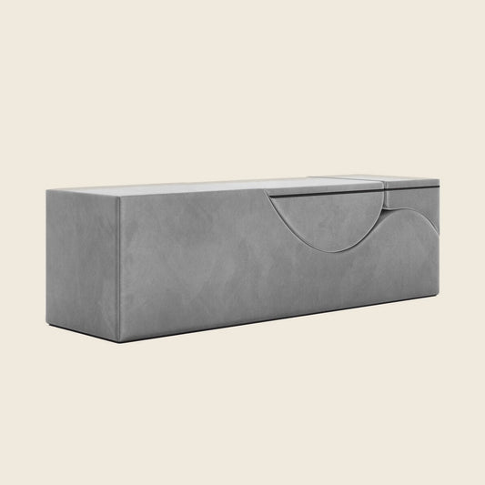Liberator Aria Flip Chaise ingeklapt, achterkant van de grijze bank