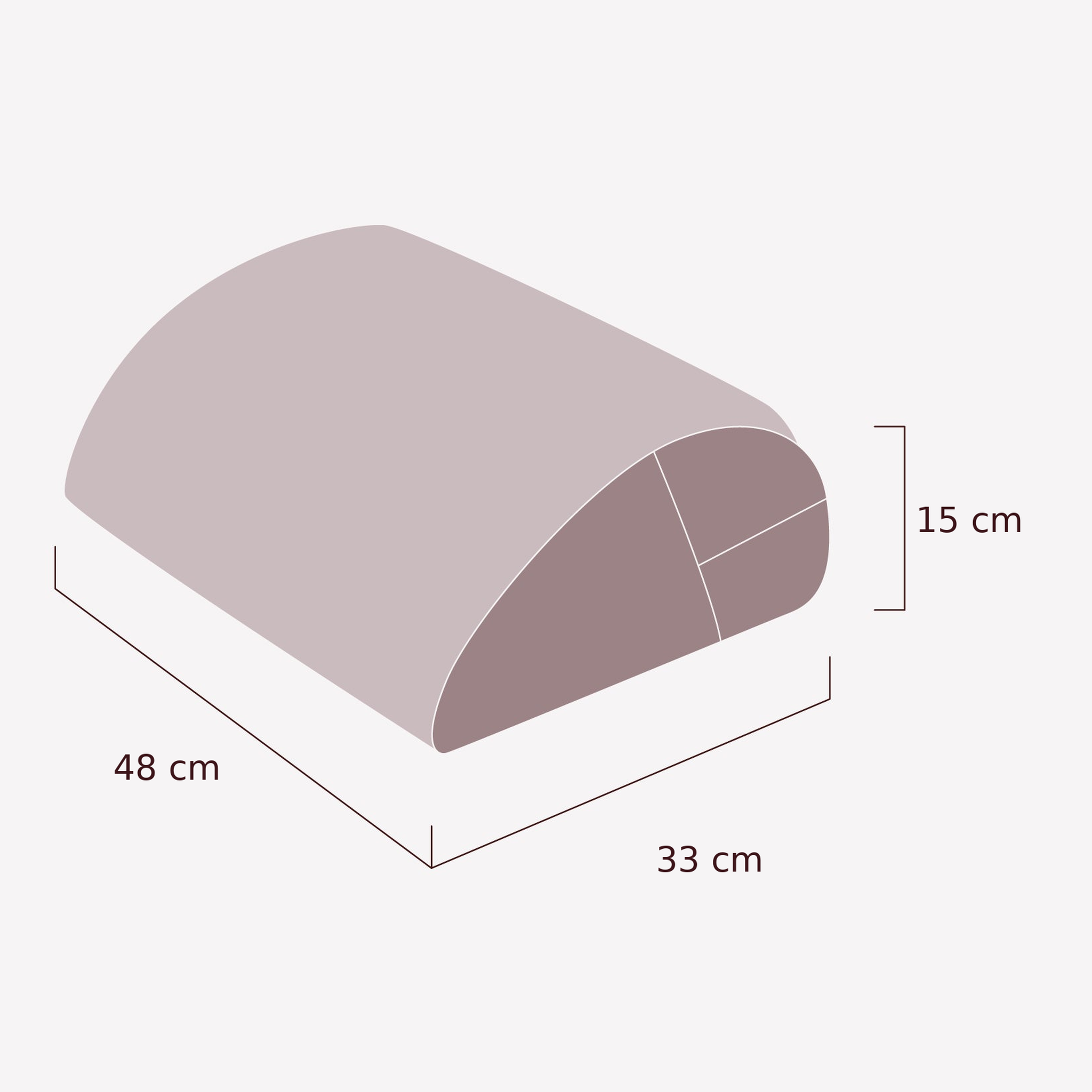 Maattekening van de Jaz Motion: 48 cm lang, 33 cm breed, 15 cm hoog, Liberator