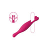 Svakom Marin vibrator in roze met diagram van flexibele dubbele armen en knijpbeweging