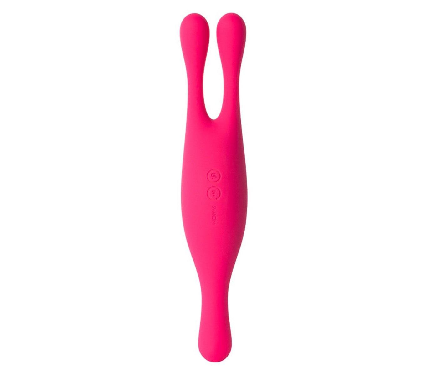 Svakom Marin vibrator staand op witte achtergrond, toont dubbele armen en slank ontwerp