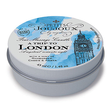 Dicht blikje met de Big Ben op het deksel, mini massagekaars London van Petits Joujoux