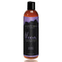 Intimate Earth Bloom aromatherapie massage-olie Peony Blush, 120 ml fles met paars-zwart etiket en zwarte schroefdop