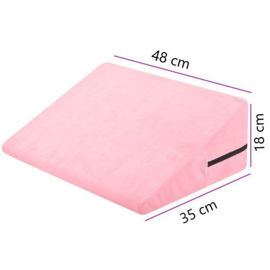 Zwart wedge kussen van De Paarse Keizerin voor intieme ondersteuning, vooraanzicht op witte achtergrond