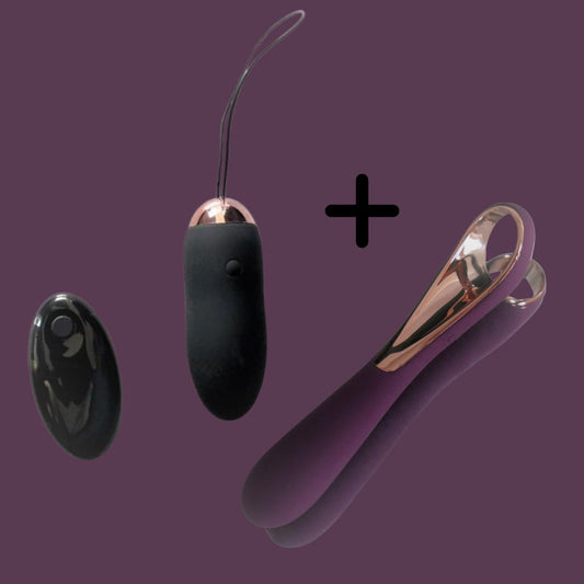 Zijaanzicht Combi Set Mila en Sinistra intimate wellness producten De Paarse Keizerin