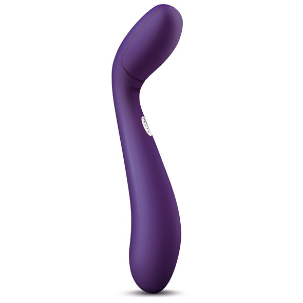 Minna Ola vibrator in paars siliconen, ergonomisch gebogen G-spot vibrator met knijpfunctie
