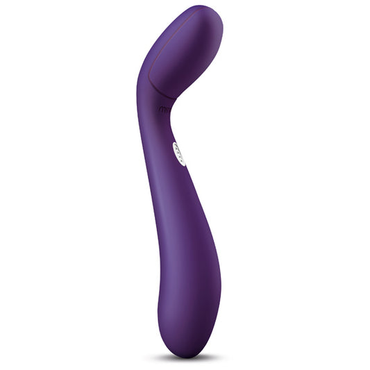 Minna Ola vibrator in paars siliconen, ergonomisch gebogen G-spot vibrator met knijpfunctie