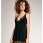 Detail shot van materiaal en afwerking korte chemise Vanilla, De Paarse Keizerin maat S