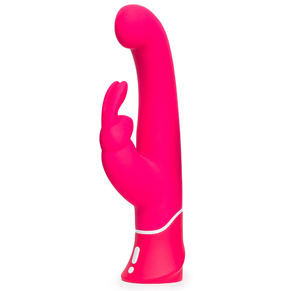 Pink Rabbit rechtop van voren, met de G-spot-kop, de oortjes en twee knopjes op het handvat