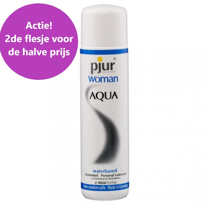 pjur Woman Aqua fles 100 ml met paarse actieballon 2de flesje voor de halve prijs
