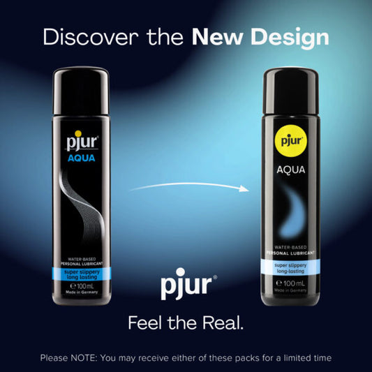 Pjur Aqua nieuw verpakkingsdesign vergelijking oud en nieuw, 100 ml flacons