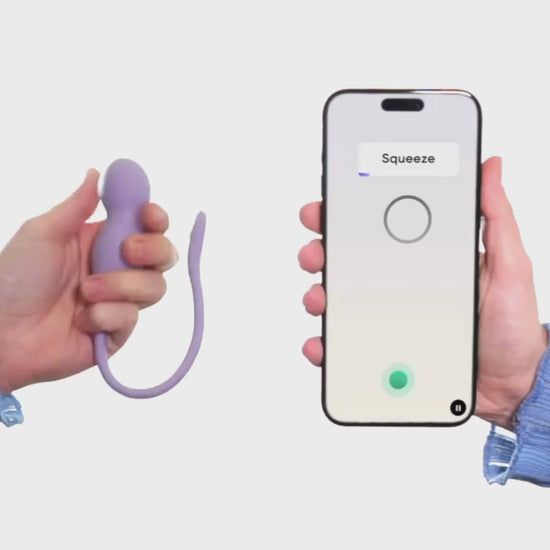 Video: de lila Perifit Care+ in de hand en de oefeningen in de app