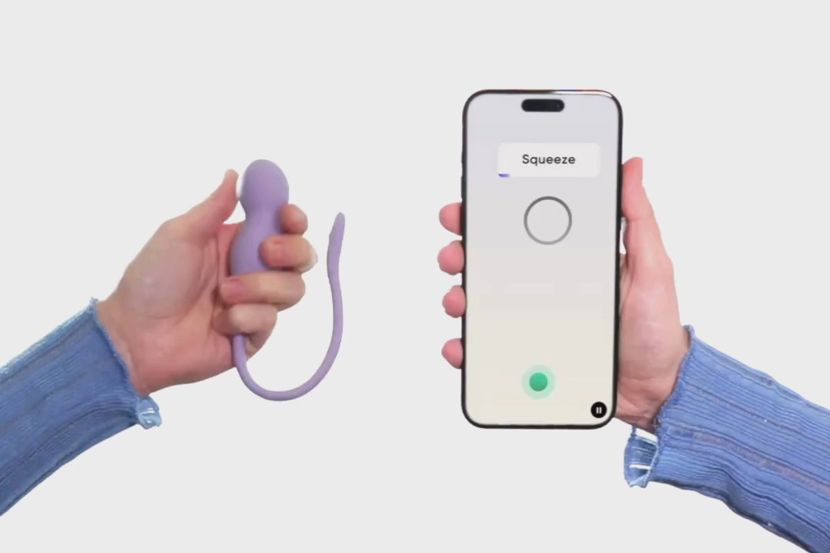 Video: de lila Perifit Care+ in de hand en de oefeningen in de app