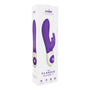 The Classic Rabbit vibrator van The Rabbit Company in paars naast witte productverpakking
