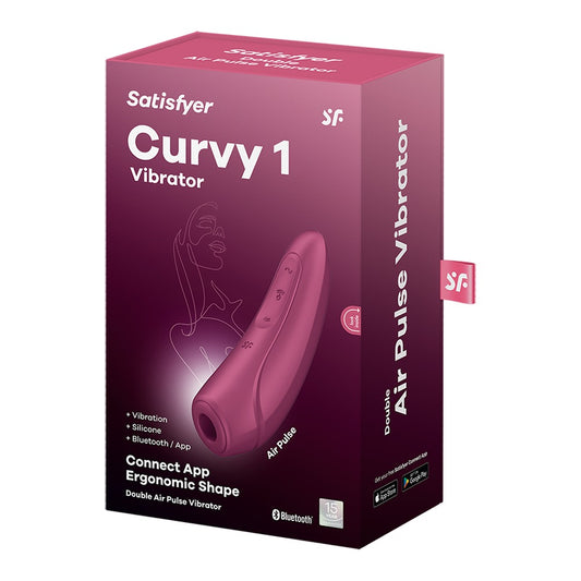 Doos van de Satisfyer Curvy 1 luchtdrukvibrator in bordeauxrood