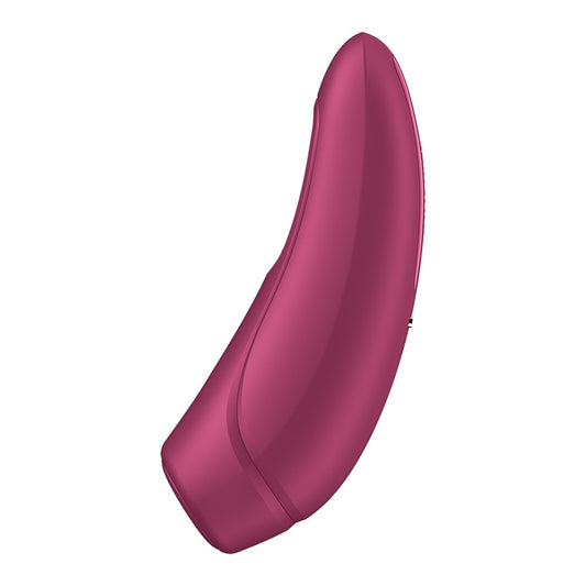 Bordeauxrode Satisfyer Curvy 1 luchtdrukvibrator, zijaanzicht