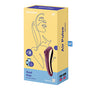 Gele verpakking van Satisfyer Dual Kiss Air Pulse Vibrator met productafbeelding en app-vermelding