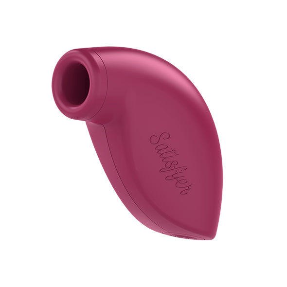 Satisfyer One Night Stand clitorisstimulator in donkerroze met zuigopening, druppelvormig ontwerp