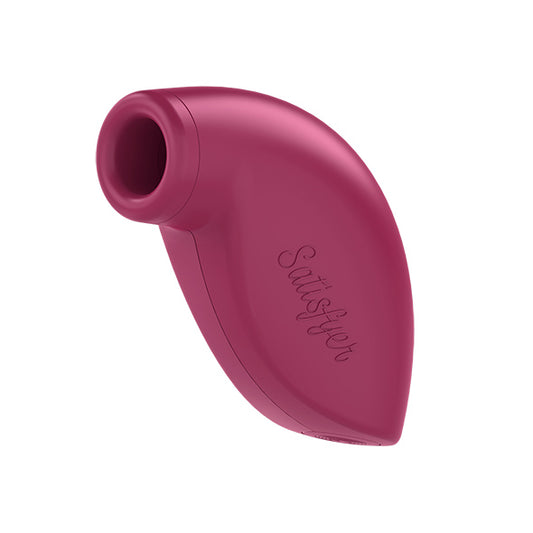 Satisfyer One Night Stand clitorisstimulator in donkerroze met zuigopening, druppelvormig ontwerp
