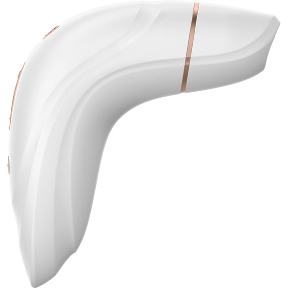 Satisfyer Pro Plus Vibration zijaanzicht in wit met roségouden accenten
