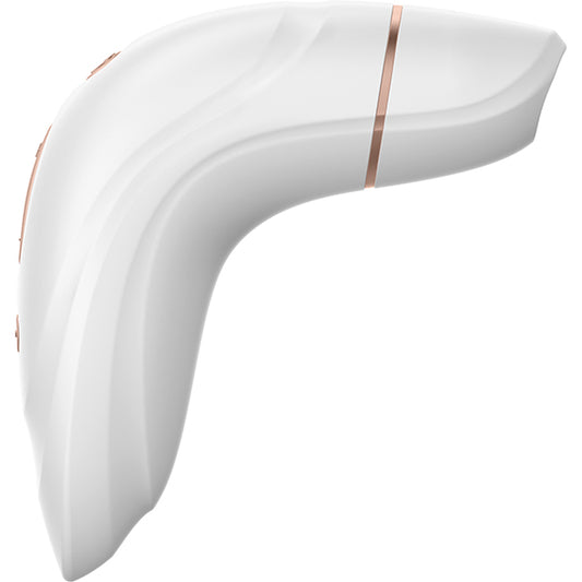 Satisfyer Pro Plus Vibration zijaanzicht in wit met roségouden accenten