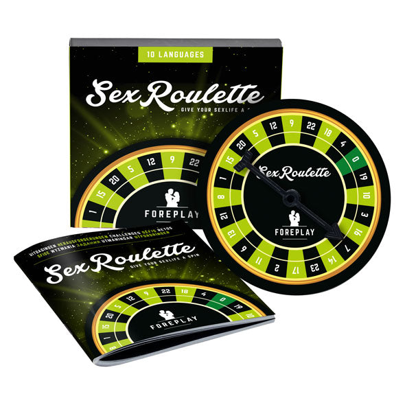 Doos, draaibord met wijzer en boekje met opdrachten, erotisch spel Sex Roulette Foreplay