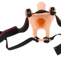 Zijaanzicht van siliconen holle strap-on showing ergonomische vorm en harnas ontwerp