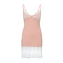 Simply Beautiful nachtjapon in dusty pink met roze en witte kanten accenten