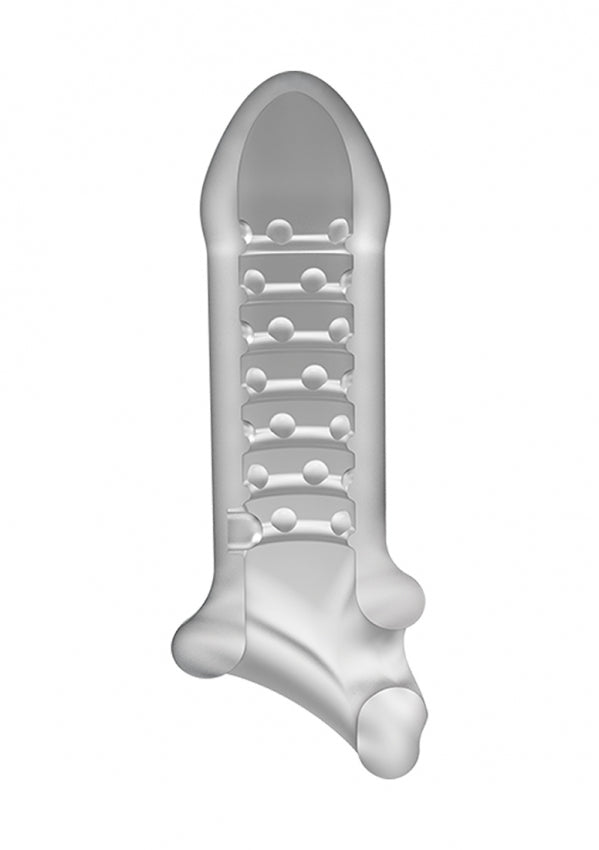 Binnenkant van de dunne sleeve met de rijen noppen en de ballstretcher onderaan