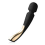 Lelo Smart Wand 2 Large in zwart met goudkleurig handvat, elegante wandmassager met flexibele kop