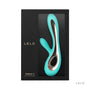 Soraya 2 Lelo vibrator in aquablauw met gouden accenten in luxe geschenkdoos