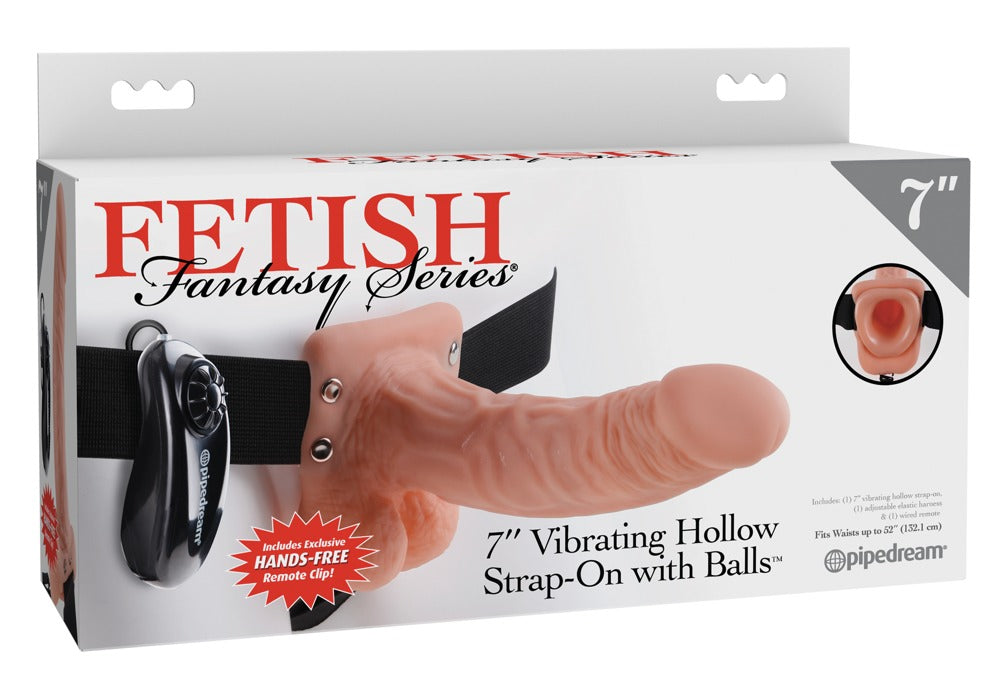 Doos Fetish Fantasy Series 7 inch Vibrating Hollow Strap-On with Balls van Pipedream