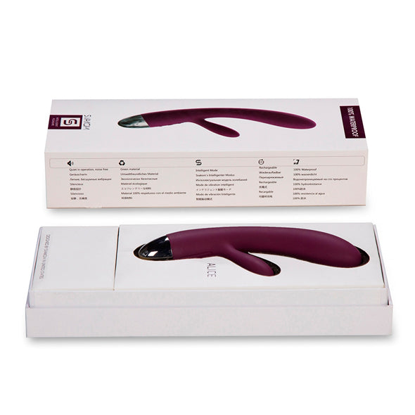 Svakom Alice rabbit vibrator in violet met geopende witte verpakking