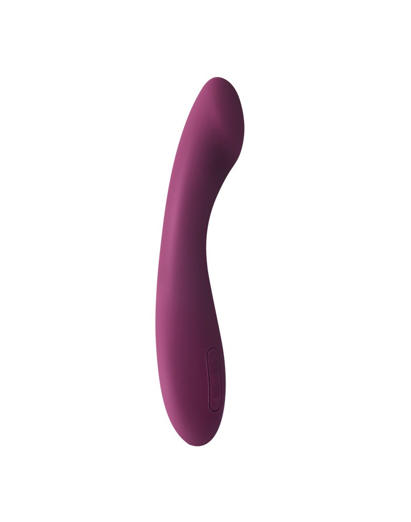 Vrijstaande paarse g-spot vibrator met lichte bocht en platte kop, Amy 2 van Svakom