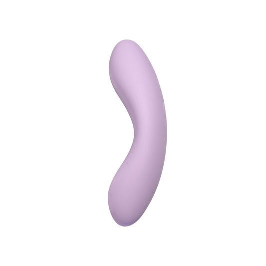 Gladde, licht gebogen vibrator zonder hoes van opzij, Svakom Echo 2 in Pink Lilac
