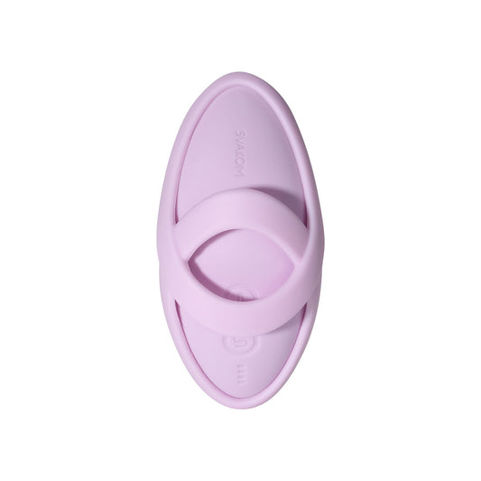 Bovenkant met gekruiste vingerlussen en bedieningsknop, Svakom Echo 2 in Pink Lilac