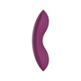 Zijaanzicht van de gebogen paarse vibrator met ribbels onderaan, Edeny van Svakom
