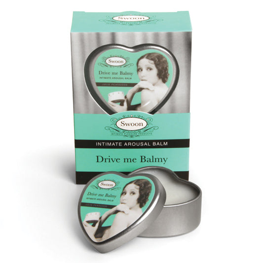 Swoon Drive Me Crazy stimulerende balm in retroverpakking met hartvormig blikje