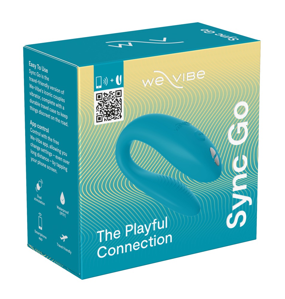 Close-up van paarse We-Vibe Sync Go met bedieningsknoppen en siliconen materiaal