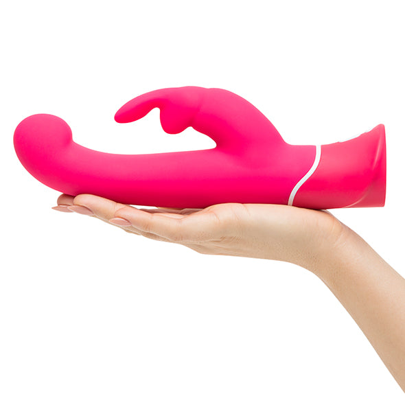 Roze rabbit vibrator op een hand, zo ziet u het grotere formaat van de Pink Rabbit