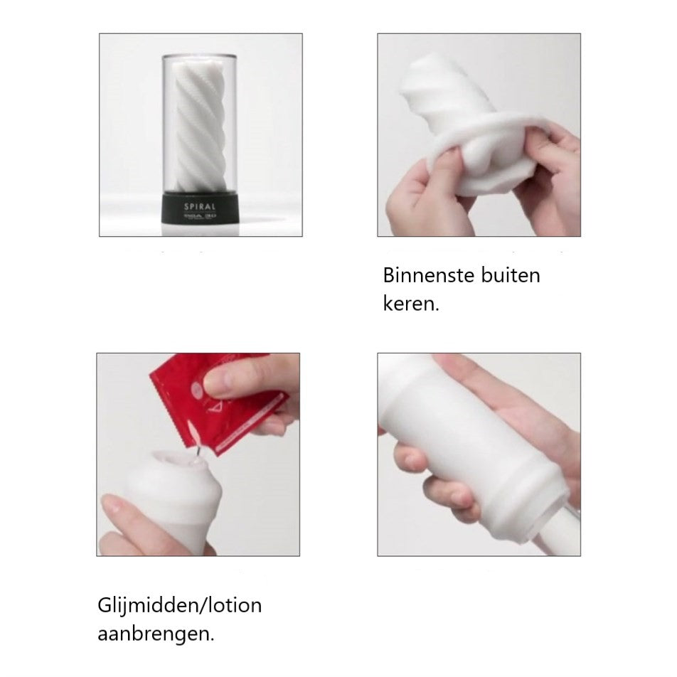 Tenga 3D stapsgewijze fotogids: uit vitrine, binnenstebuiten keren en glijmiddel toevoegen