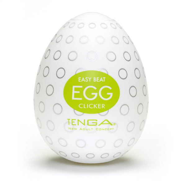 Tenga Easy Beat Egg Clicker wit met groen label en cirkelpatroon