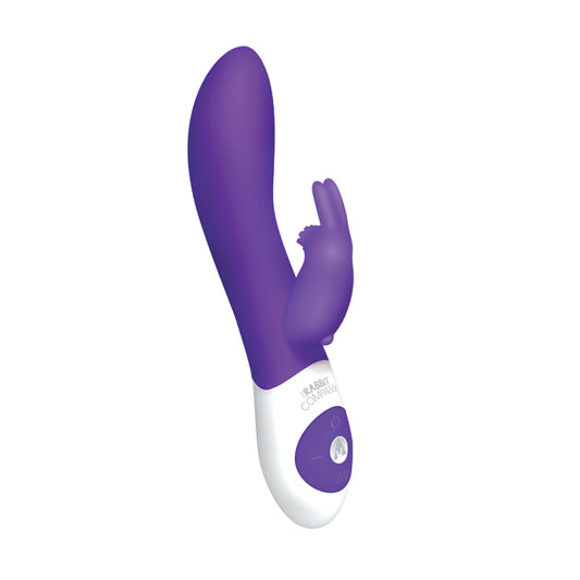 The Classic Rabbit Vibrator van The Rabbit Company in paars met clitorisarm en wit handvat