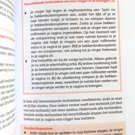 Binnenpagina met technieken om een vinger in te brengen, Overwin je vaginisme