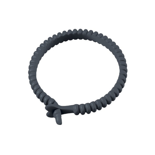 Grijze verstelbare cockring van Dorcel met geribbelde siliconen structuur en lasso-sluiting voor perfecte pasvorm