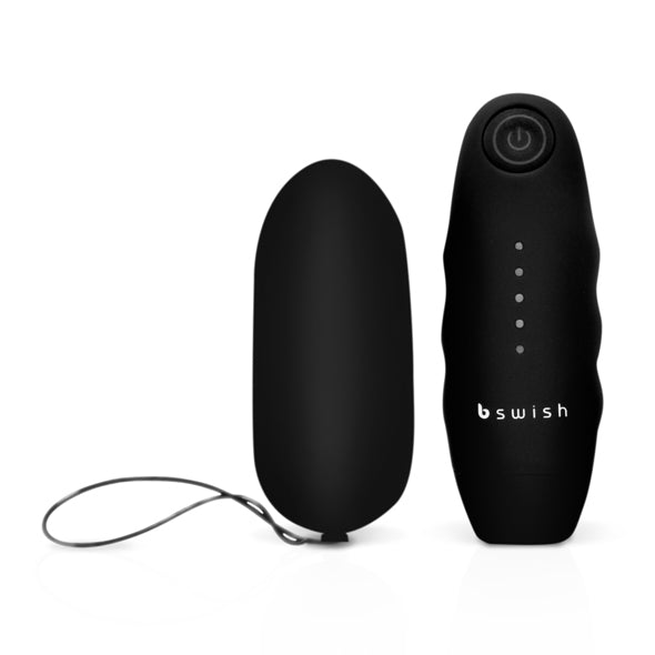 Zwart Bnaughty Unleashed vibrerend eitje met draadloze afstandsbediening van Bswish