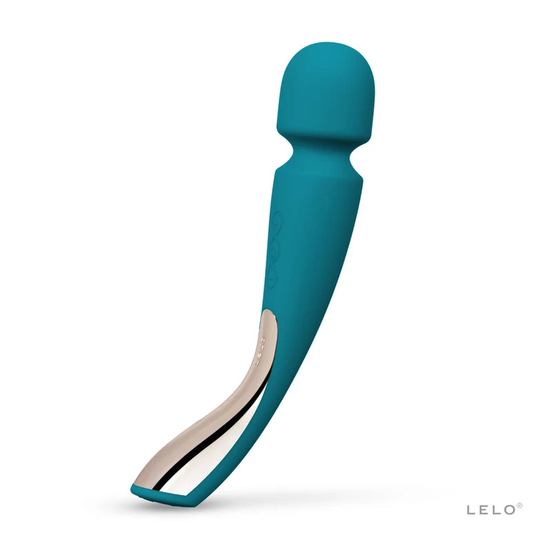 LELO Wand Massager Medium 2 in aqua blauw met gouden handgreep