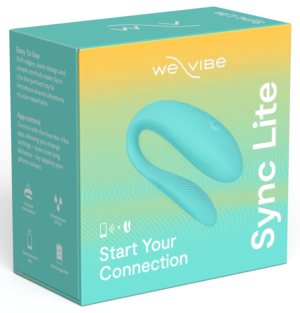 Verpakking van de We-Vibe Sync Lite in aqua