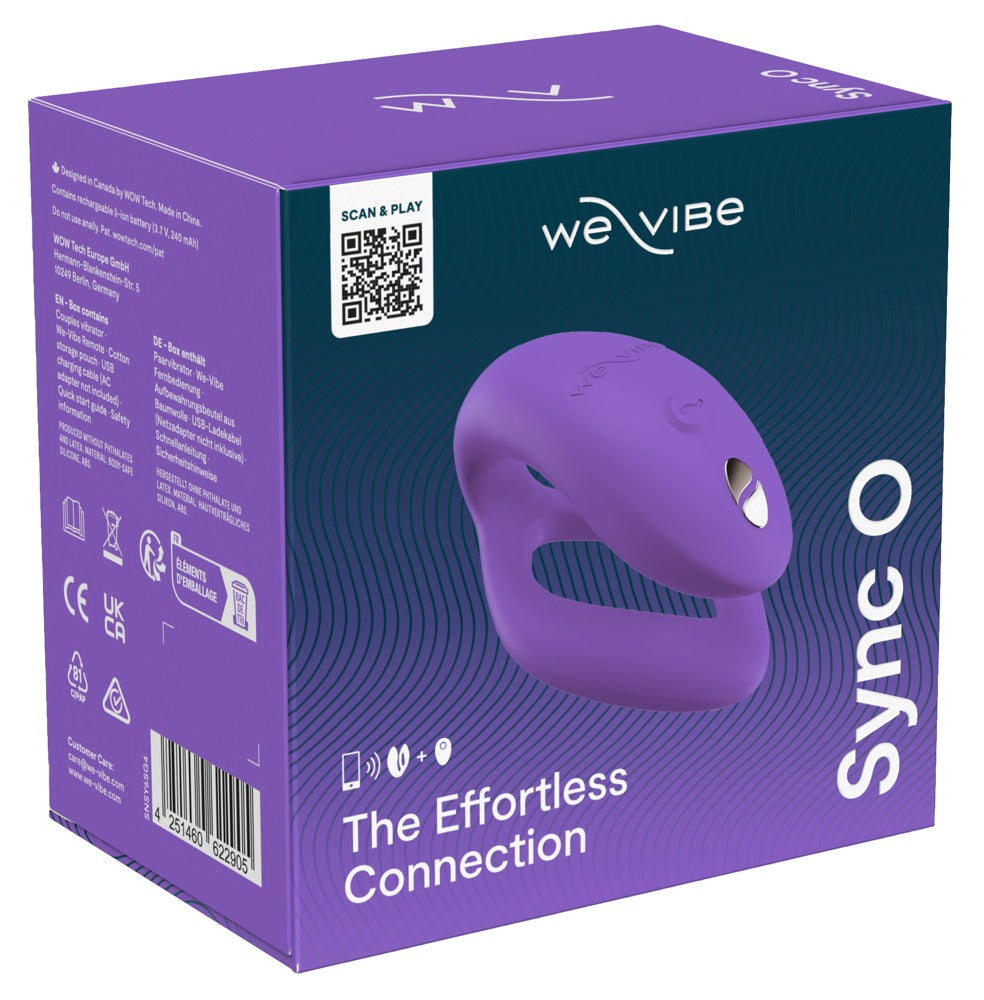 We-Vibe Sync O verpakking in paars-teal met productafbeelding en specificaties