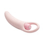 Lichtroze dilator uit de set met de bulletvibrator in de vingerlus